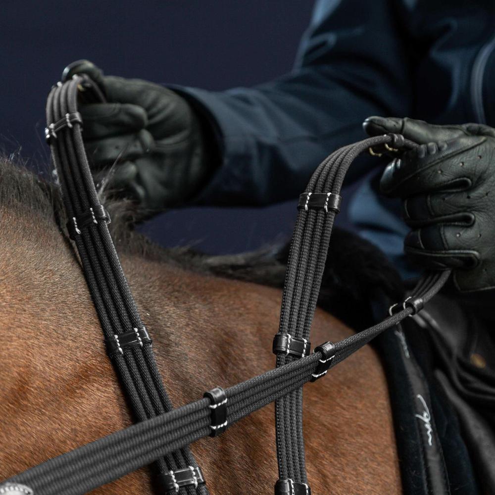 5/8" Web Reins With 9 Leather Loops | Dy'on | — Image 4