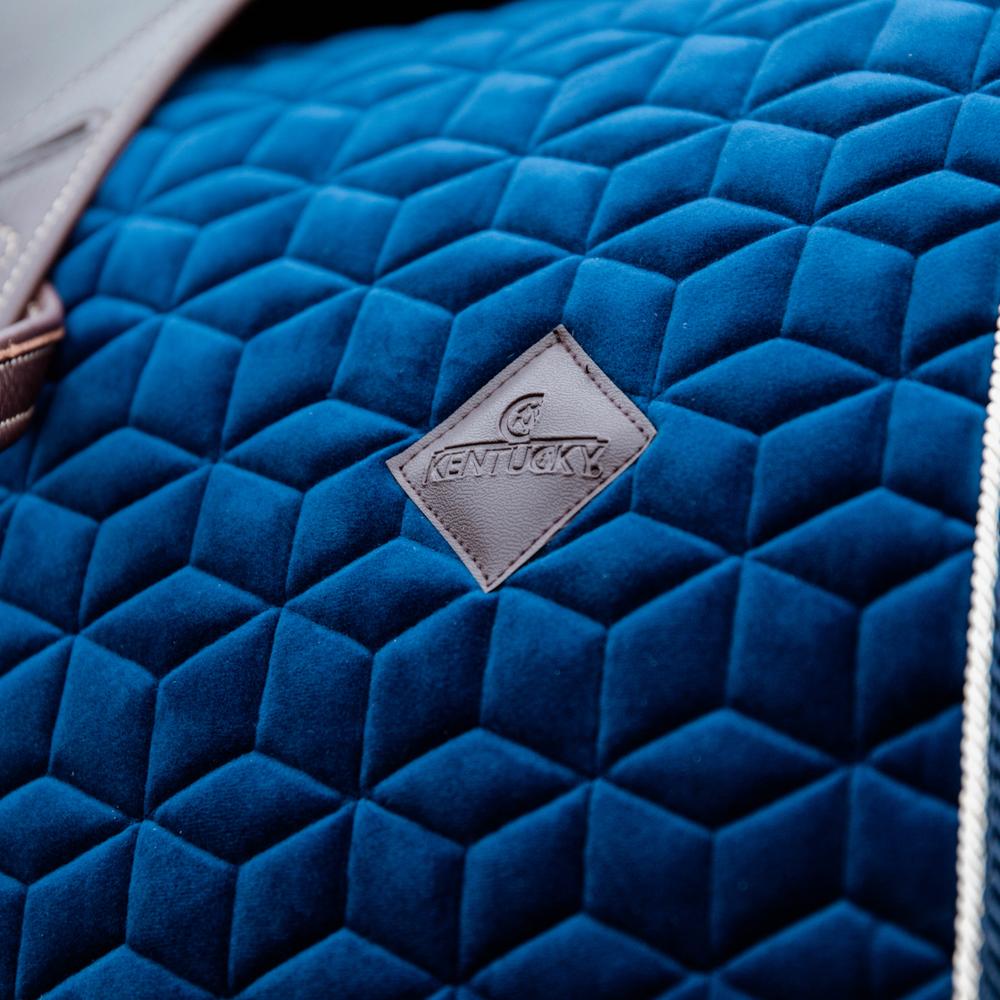 Close up of a navy saddlepad