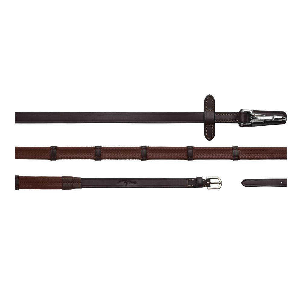 5/8 Rubber Reins with Leather Loops and Snap | Dy'on | — Image 6
