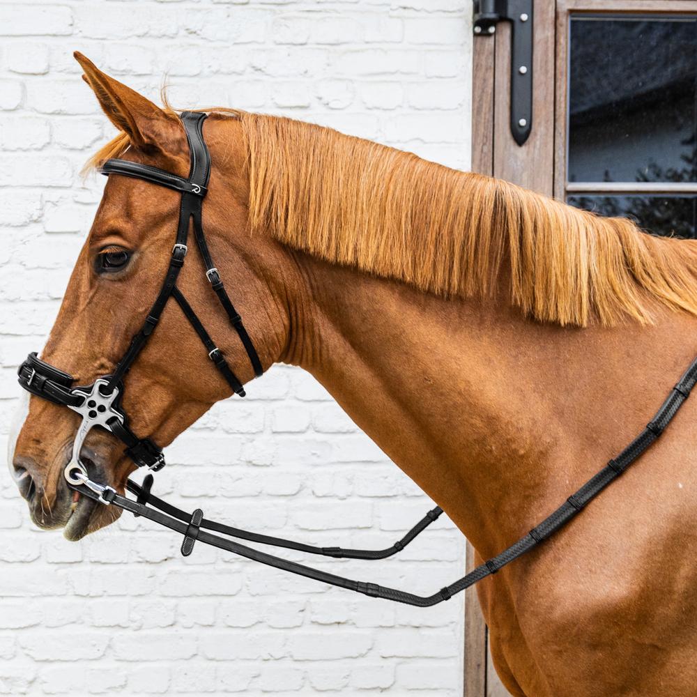 5/8 Rubber Reins with Leather Loops and Snap | Dy'on | — Image 3