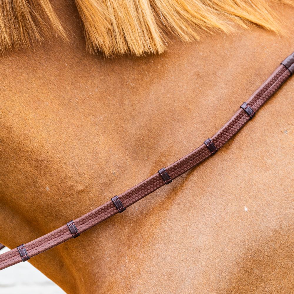 5/8 Rubber Reins with Leather Loops and Snap | Dy'on | — Image 7