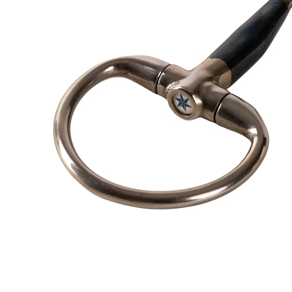 Metal ring with a star emblem on a transparent background