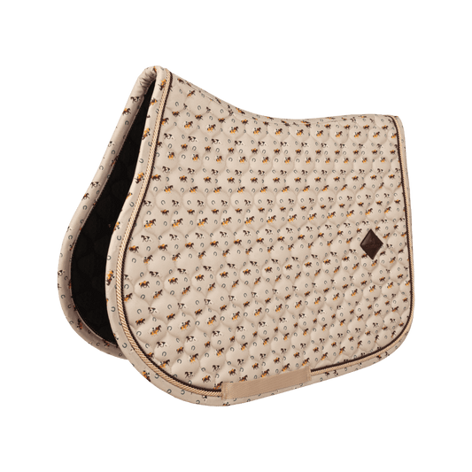 Multicoloured saddlepad on a white background