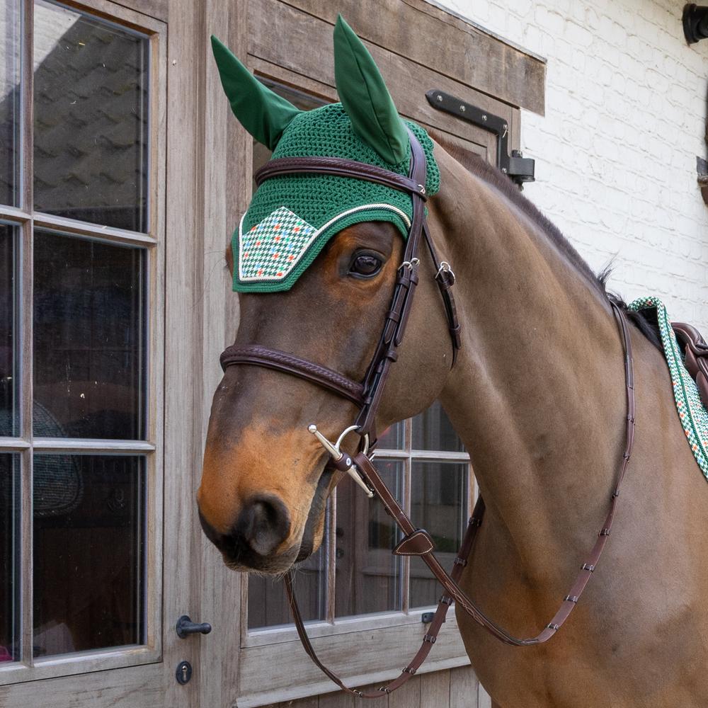 Fly Veil Wellington Velvet Pied-de-Poule | Kentucky Horsewear | kentucky_horsewear — Image 4