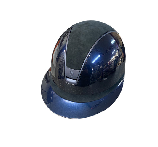 Blue glossy helmet on a white background