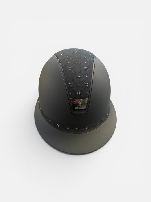 Black helmet on a white background