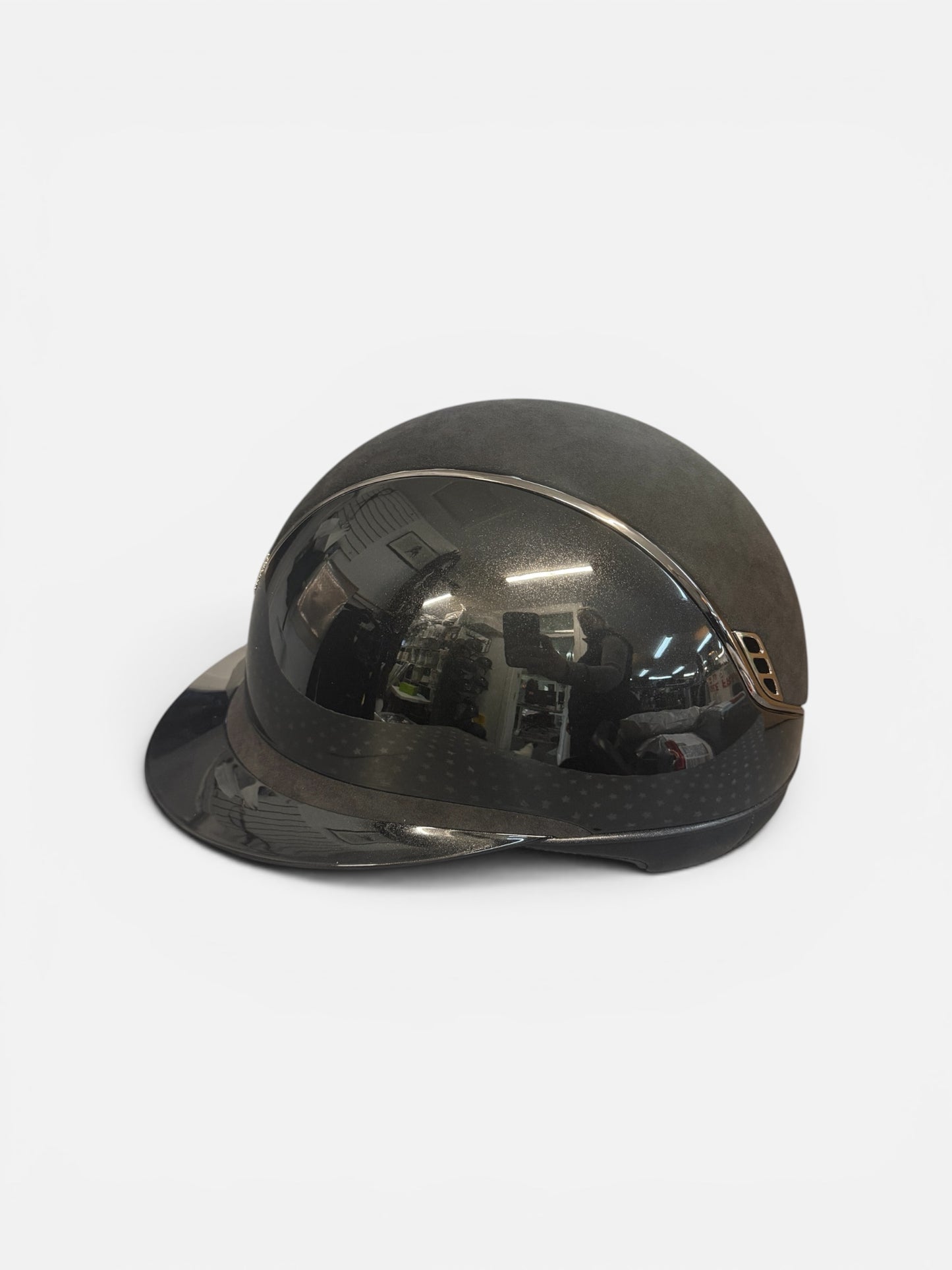 Black helmet on a white background