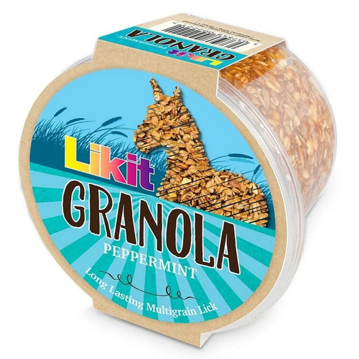 Likit Granola container with a catnip image on a green background