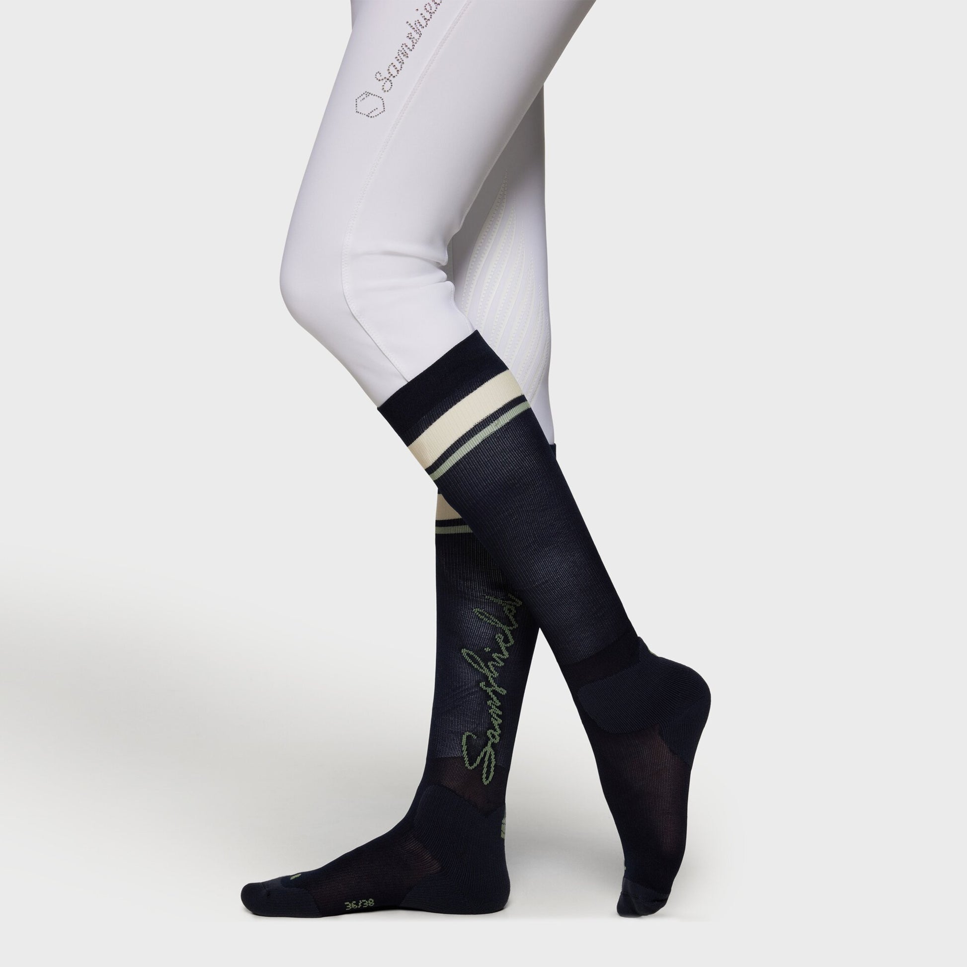 Boomerang Equestrian - Samshield Ladies Balzane Stripe Socks Navy/Pistaccio