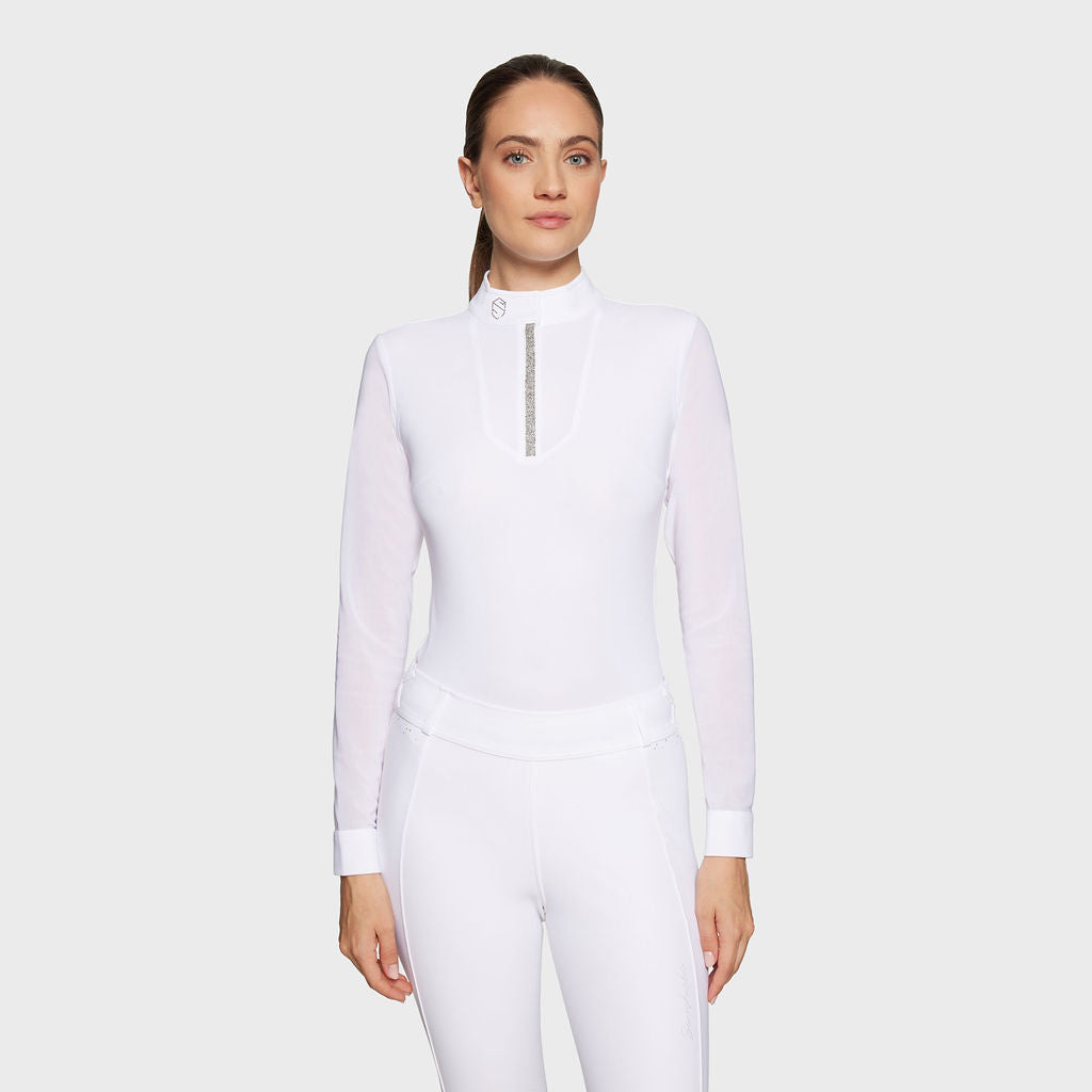 Boomerang Equestrian - Samshield Ladies Long Sleeved Competition Shirt Faustine Boreal White Metal Eclipse