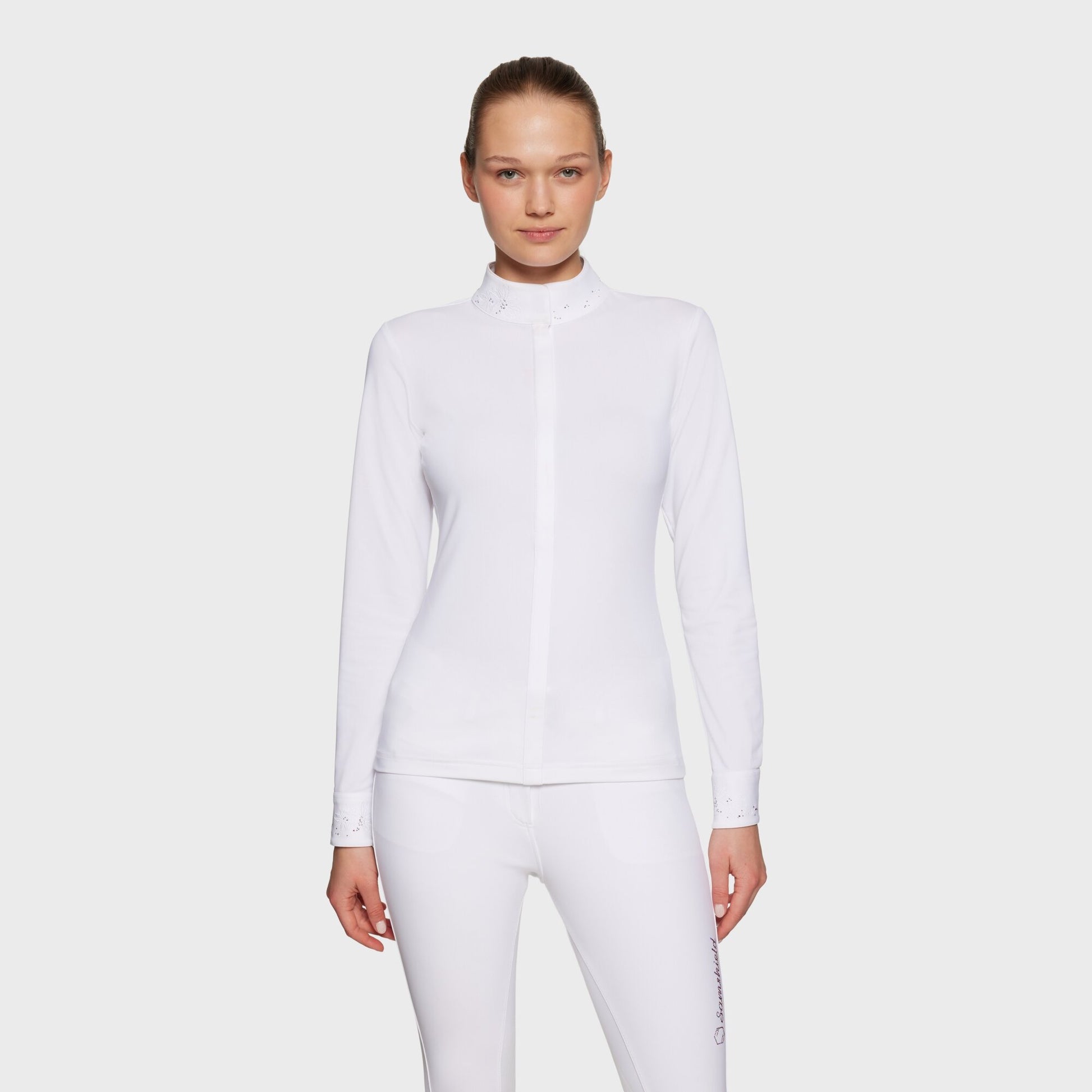 Boomerang Equestrian - Samshield Ladies Long Sleeved Competition Shirt Juliane Spring Flower White