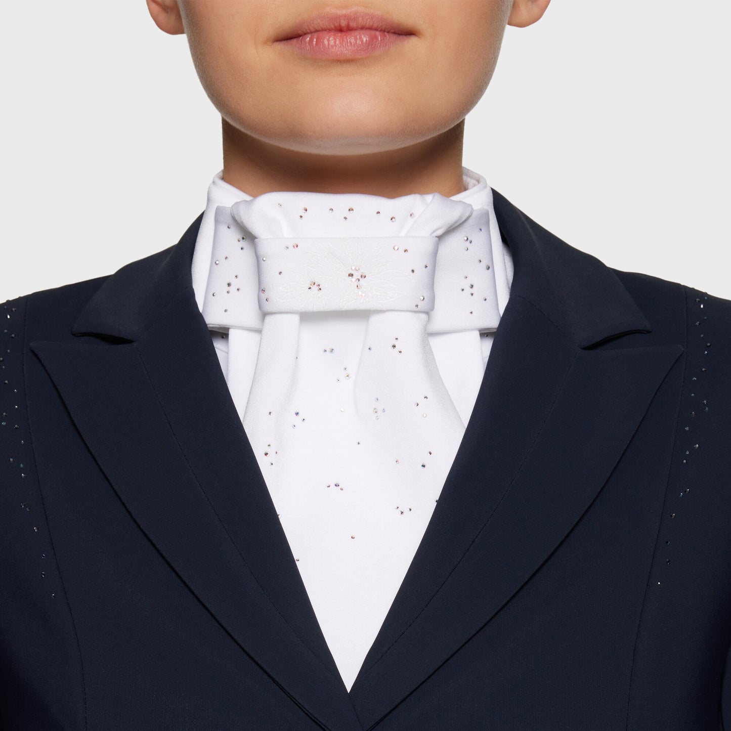 Boomerang Equestrian - Samshield Ladies Stock Plastron Spring Flower Holographic White