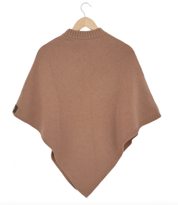 Camel coloured poncho on a white background
