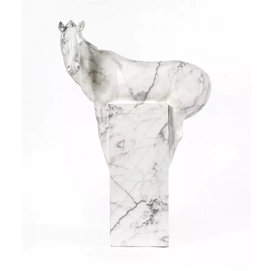 Polyresin marble horse on a white background