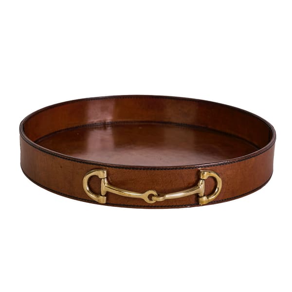 Boomerang Equestrian - Adamsbro Real Leather Tray With 2 Bits Cognac