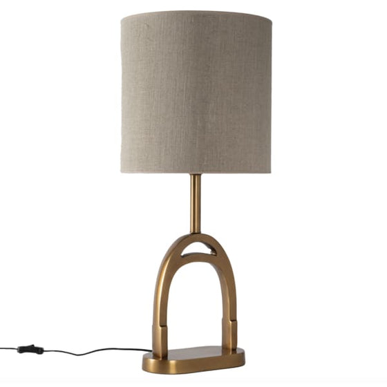 Adamsbro Stirrup Brass Metal Lamp & Natural Shade - ONESIZE - Lamp
