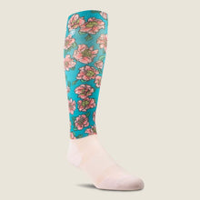  Ariat Ladies AriatTEK Slim Printed Socks Floral Ceramic - BLUE / ONESIZE - Socks