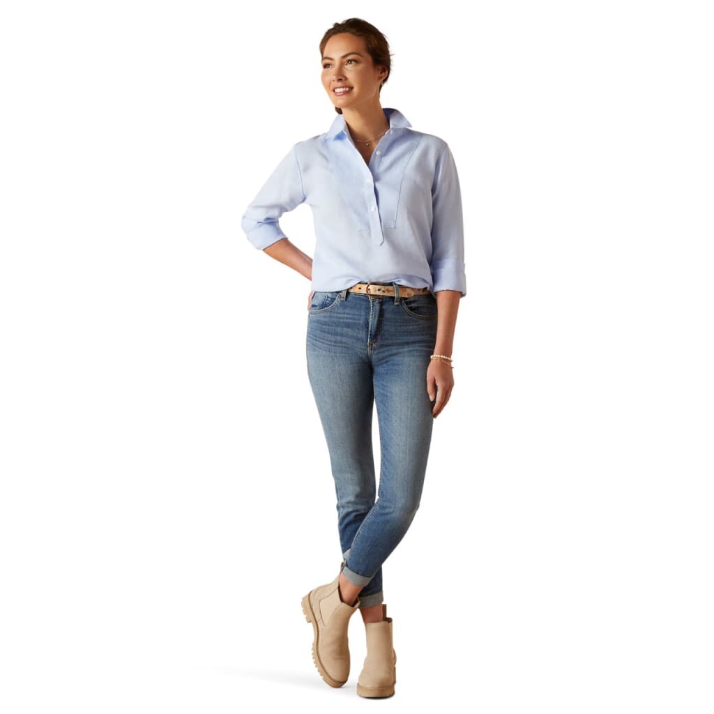 Ariat Ladies Cazadero Blouse Chambray Blue - Ladies Shirt