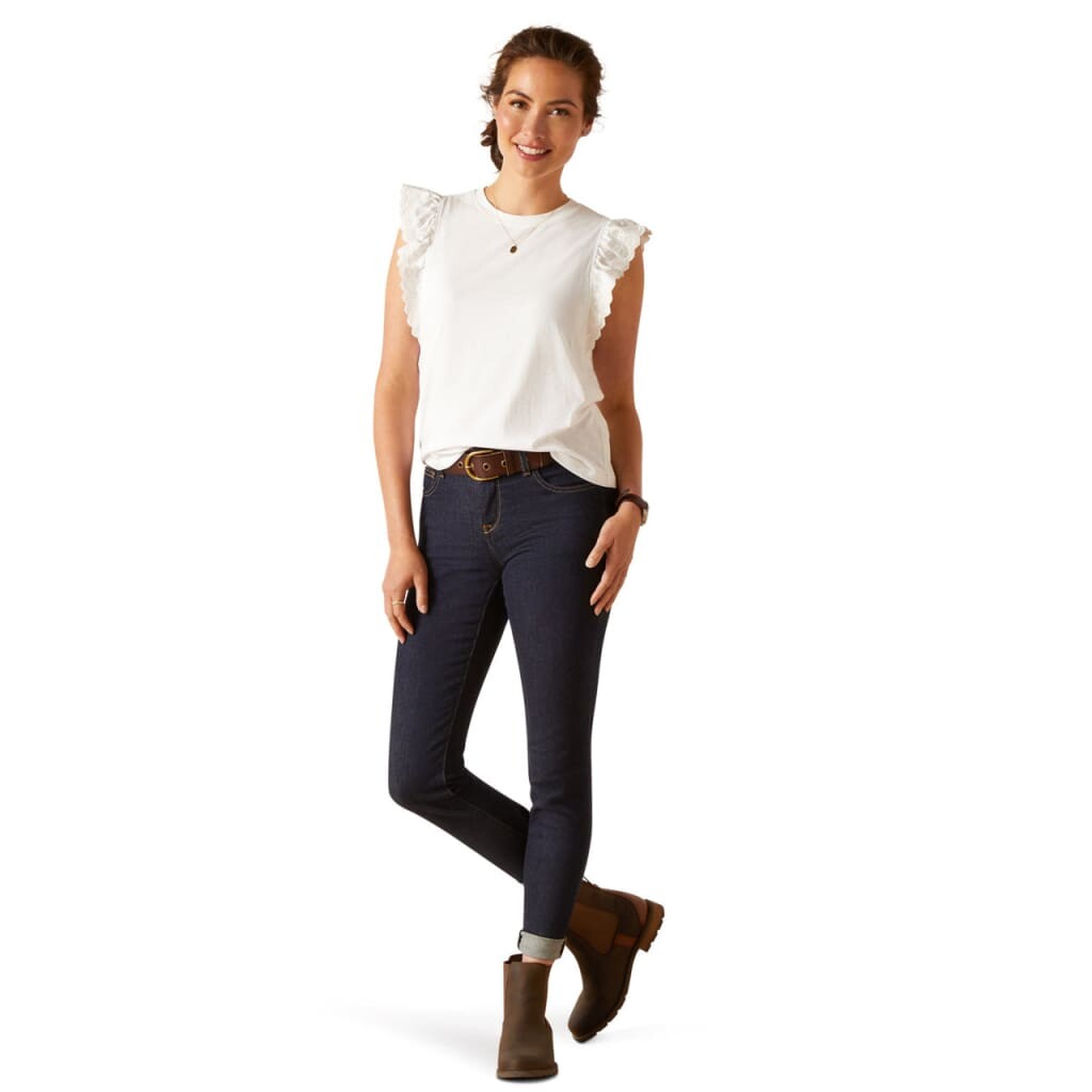 Ariat Ladies Ludlow Short Sleeved Top White - Ladies T Shirt