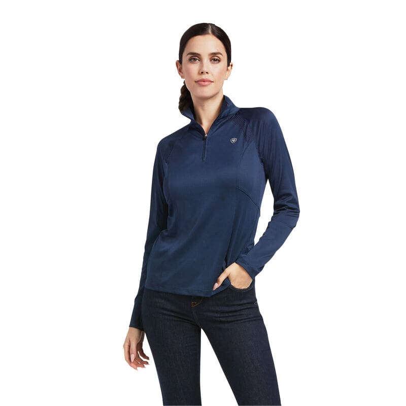 Ariat Ladies Sunstopper 2.0 1/4 Zip Baselayer Navy - M - Ladies Baselayer