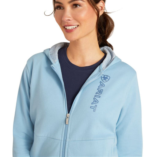 Ariat Ladies Team Logo Full Zip Hoodie Glacier Lake - Sweat Shirt