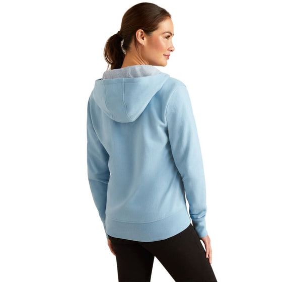 Ariat Ladies Team Logo Full Zip Hoodie Glacier Lake - Sweat Shirt