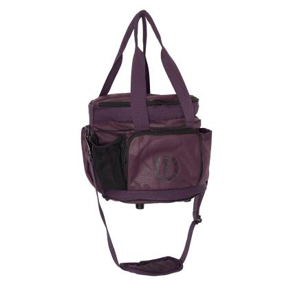 Purple grooming bag with a strap on a white background