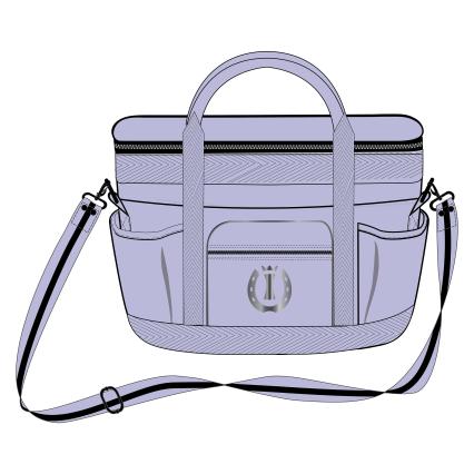 Light purple handbag with a strap on a white background