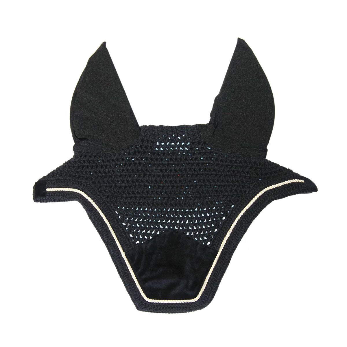 Black horse earnet on a white background