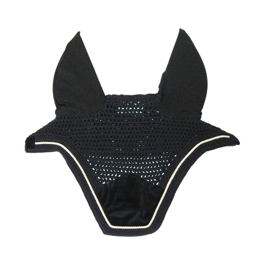 Black horse earnet on a white background