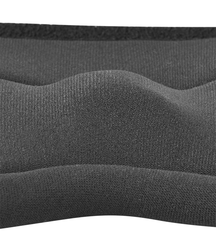 Close-up of a textured black fabric with a white background