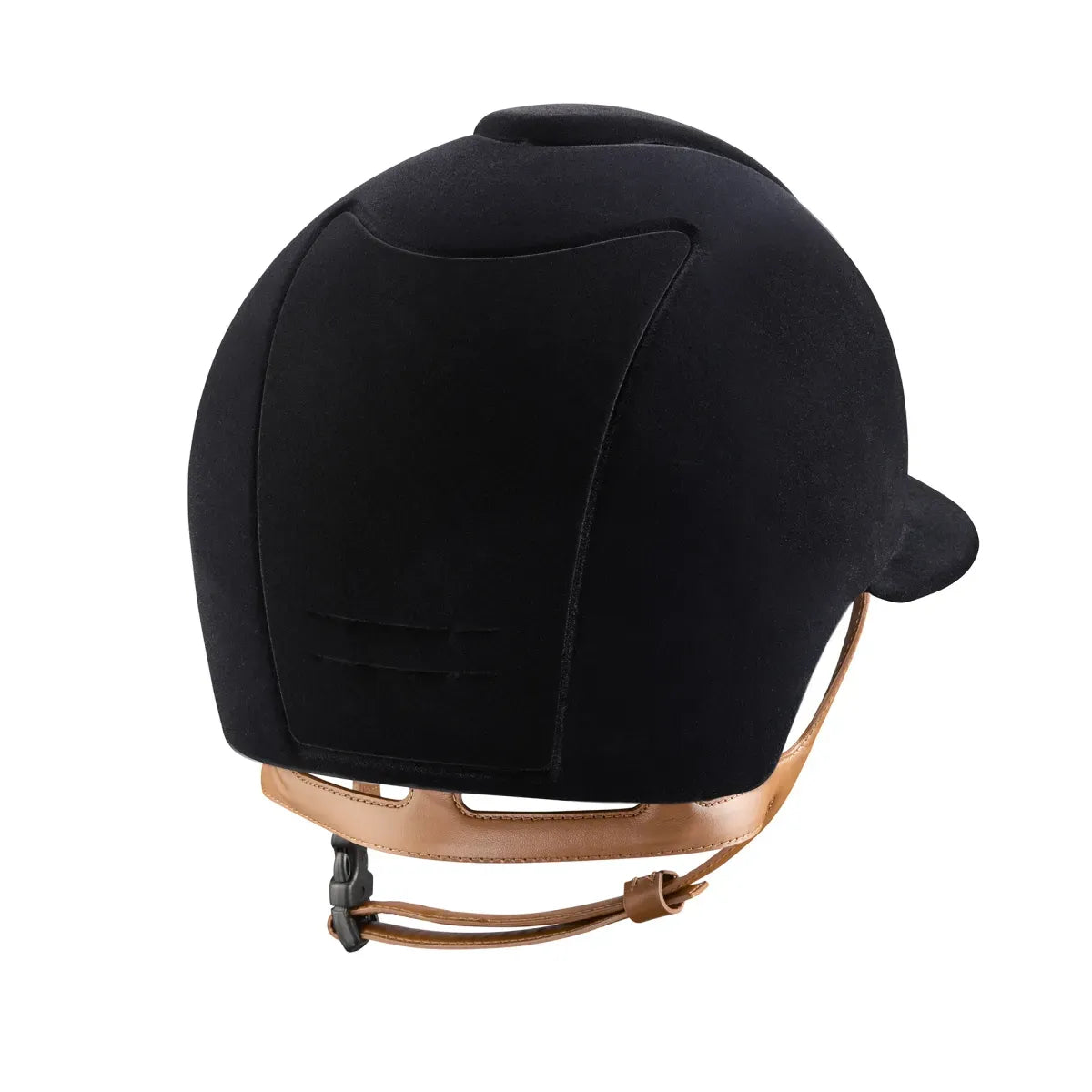Black riding helmet on a white background