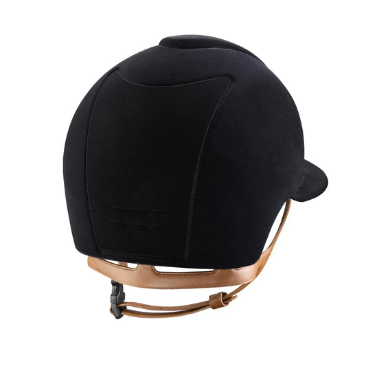 Black riding helmet on a white background
