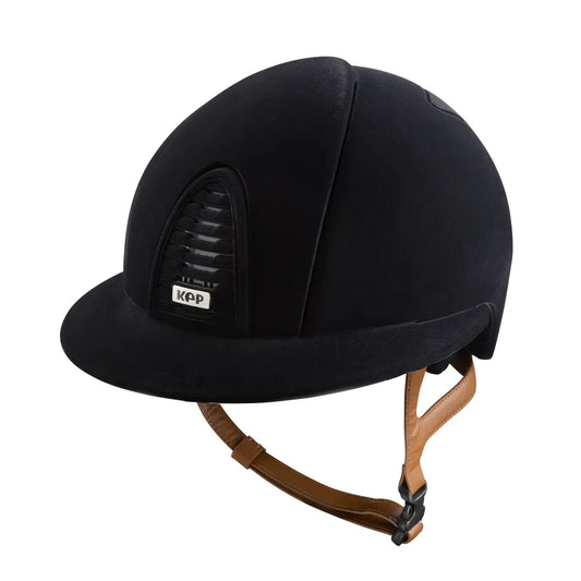 Black riding helmet on a white background