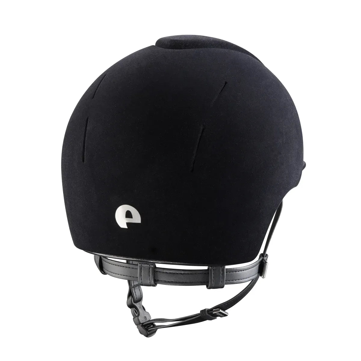 Black helmet with a visible brand logo on a white background