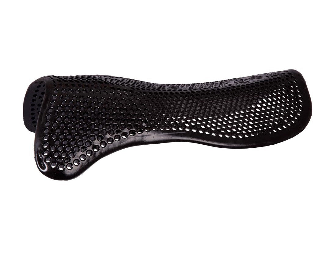 Black textured gel pad on a white background