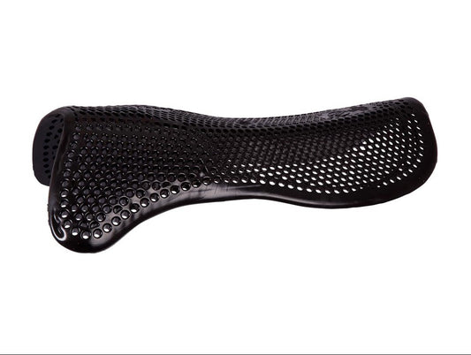 Black textured gel pad on a white background