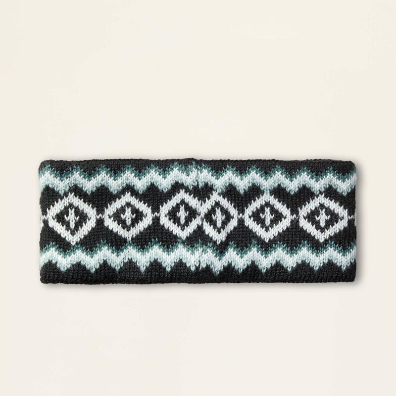 Knitted headband with a geometric pattern on a beige background