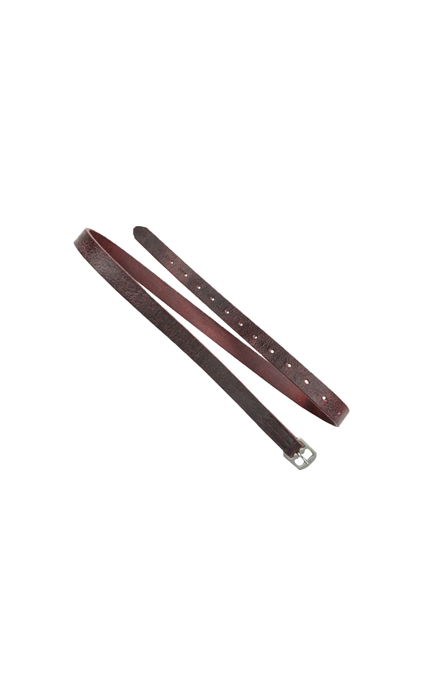 Brown stirrup leather on a white background