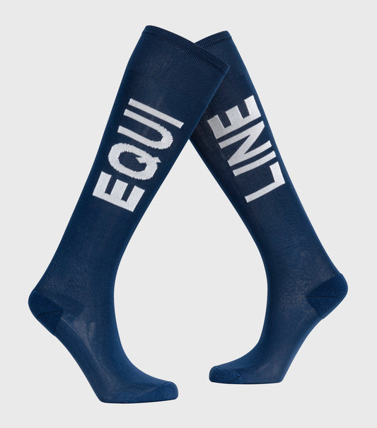 Equiline Unisex Long Riding Socks Calzik Navy Peony