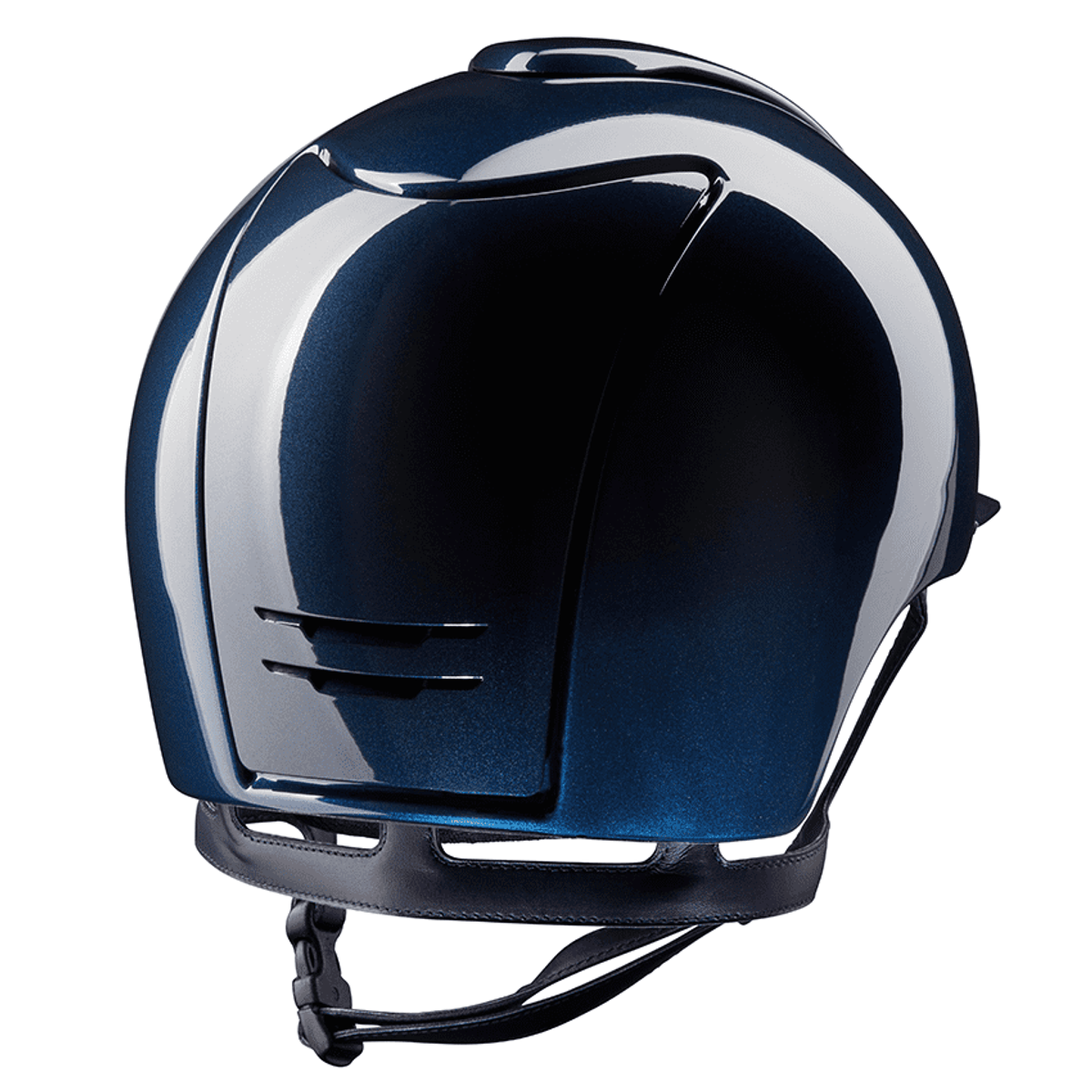 Navy riding helmet on a white background