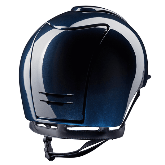 Navy riding helmet on a white background