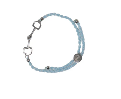 Bracelet with a sliver horse bit clasp on a white background