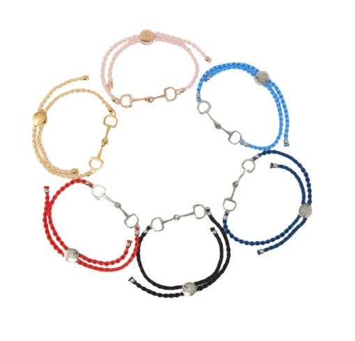 Set of colorful bracelets on a white background