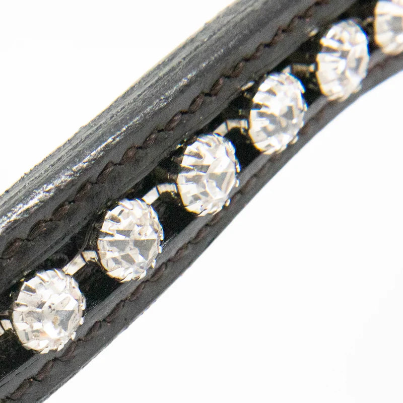 Close up of a diamante browband on a white background