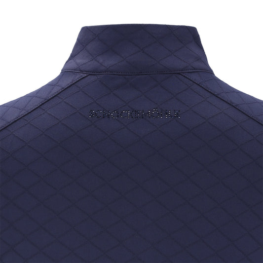 Navy blue baselayer with a zipper on a white background