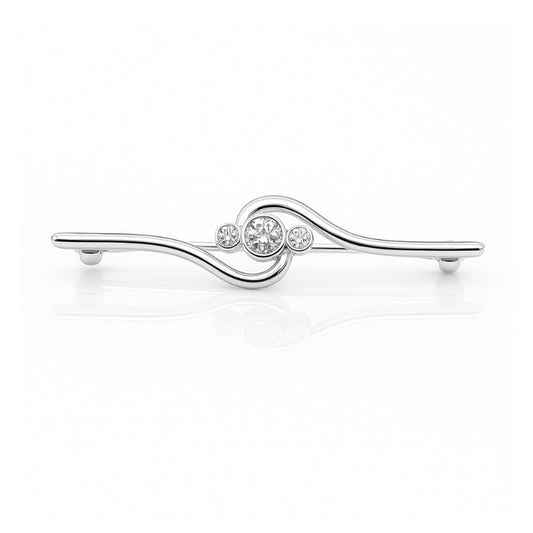 Silver stock pin with two diamonds on a white background