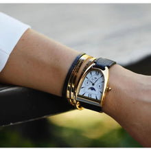  Dimacci Ladies Deauville Gold Watch With Black Leather Straps - Watch
