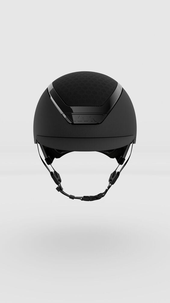 Black horse riding helmet on a white background