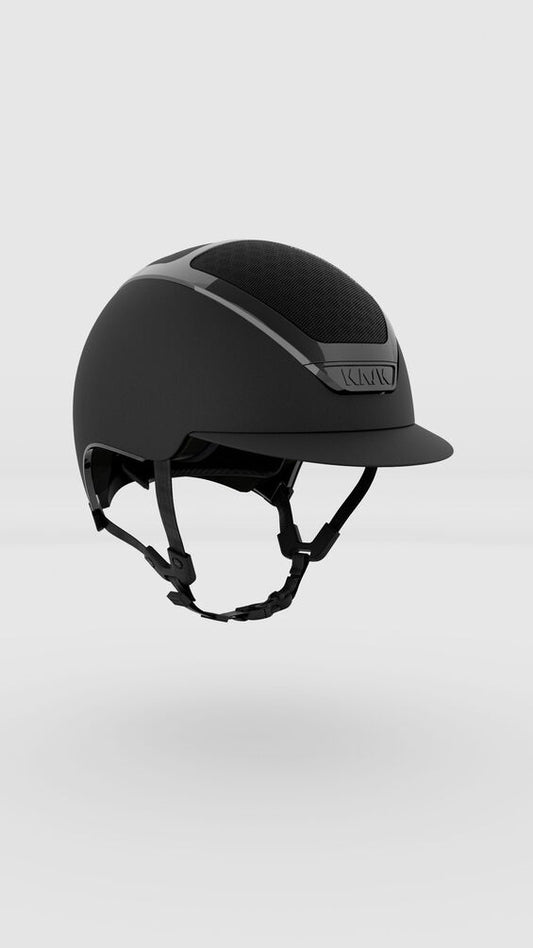 Black horse riding helmet on a white background
